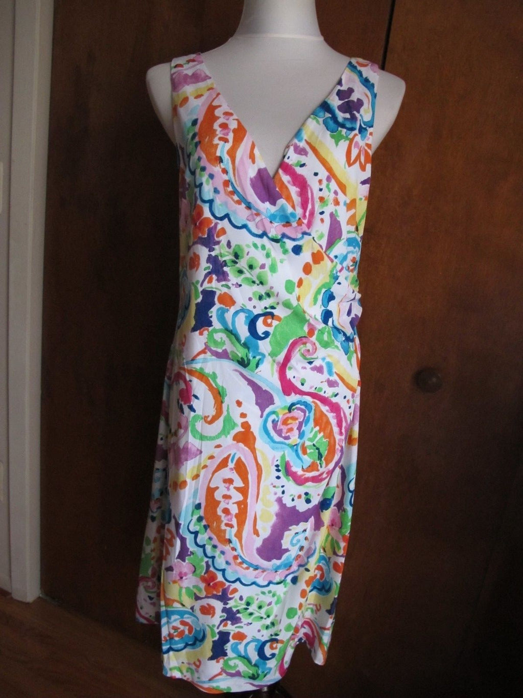 Ralph Lauren Women's Multi Color Lined Faux Wrap Dress New