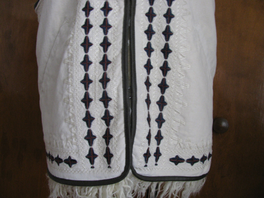 Free People Women's Almond Reversible Embroidered Faux Fur Vest Medium 
