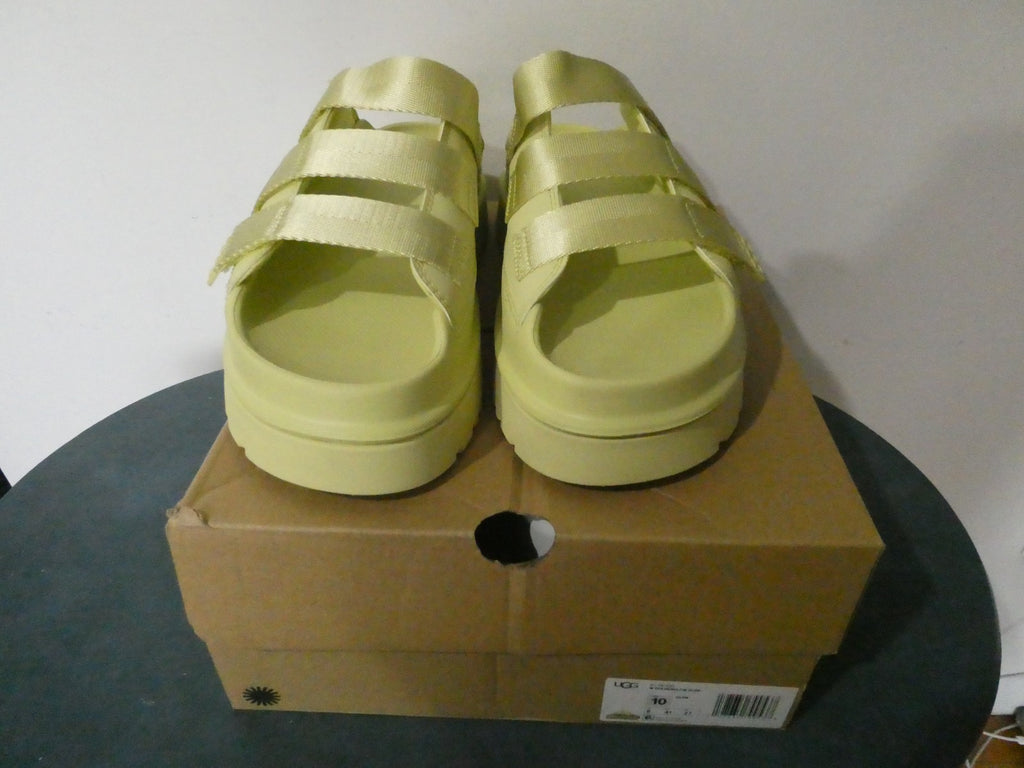 UGG GoldenGlow Slide Sandals Women Yellow Platform 1167430 Adjustable Straps 10