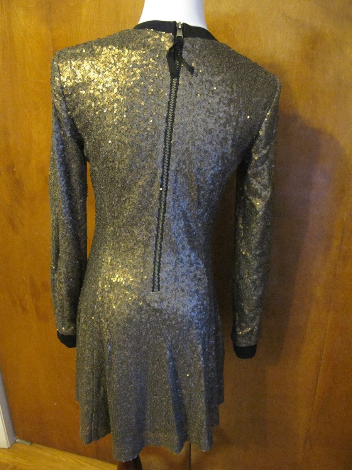Rachel Roy Women’s Gold Sequin Fit Flare Lined Evening Dress 