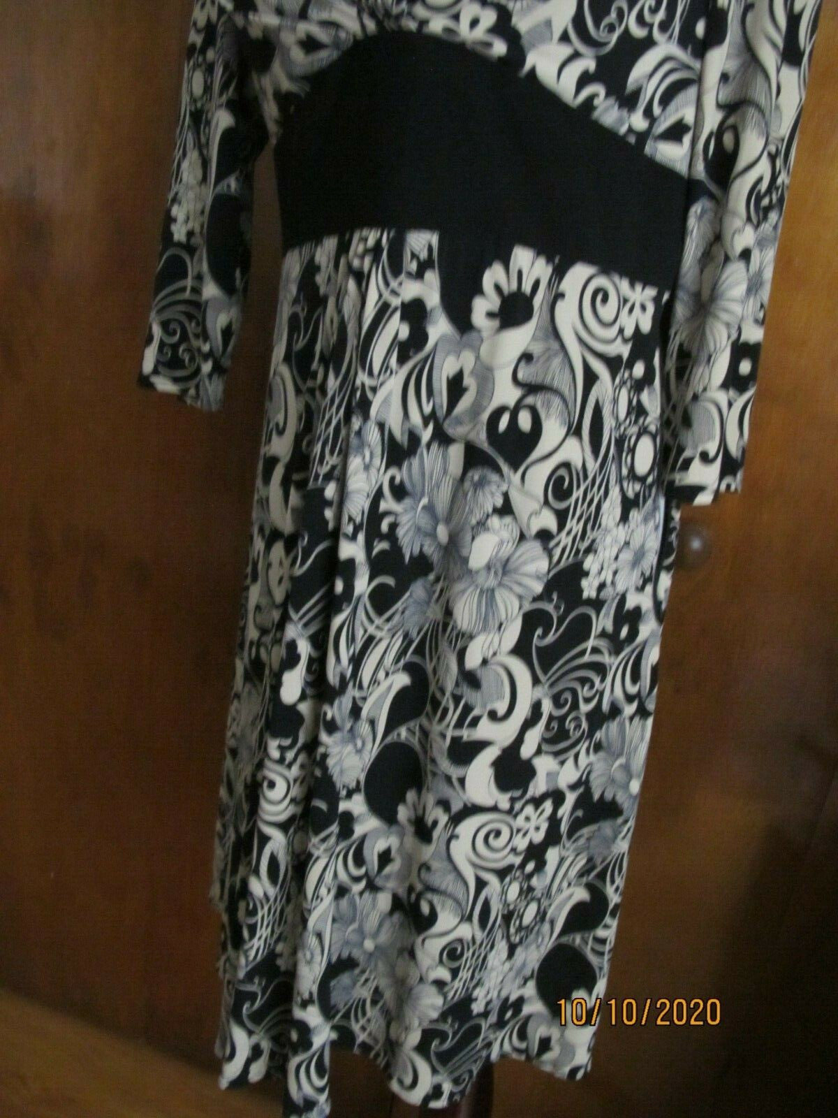 OC by OC women's black beige A-line lined dress 12