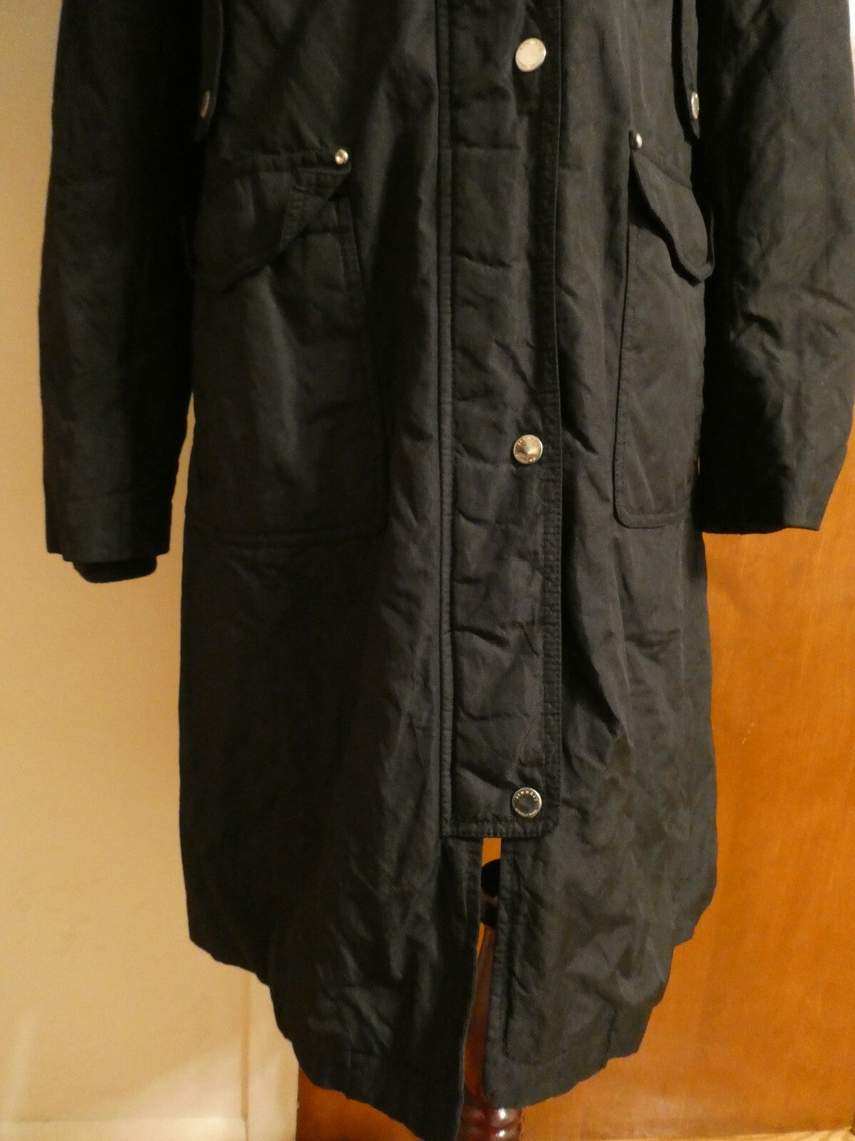 Laundry By Shelli Segal Women's Black Long Winter Coat Removable Hood Medium