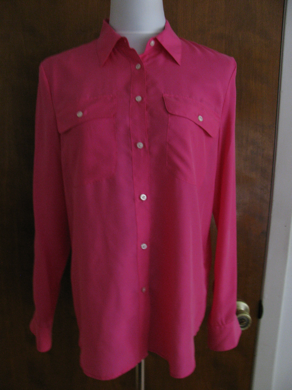Ralph Lauren  women's cerise pink silk top medium 