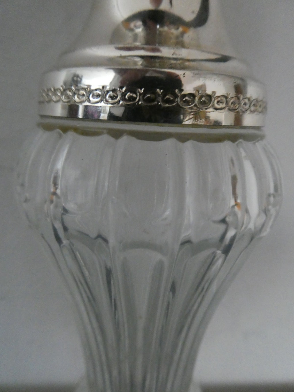 Vintage Made in Italy Glass Silver Tone Candlestick Candle Holder MCM 8"