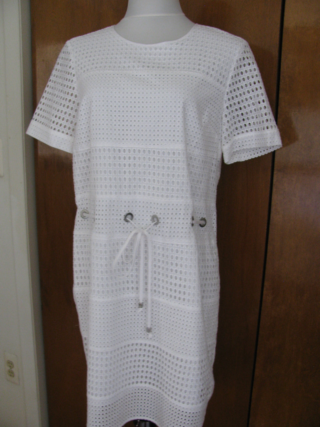Michael Kors women’s white cotton eyelet mini dress New