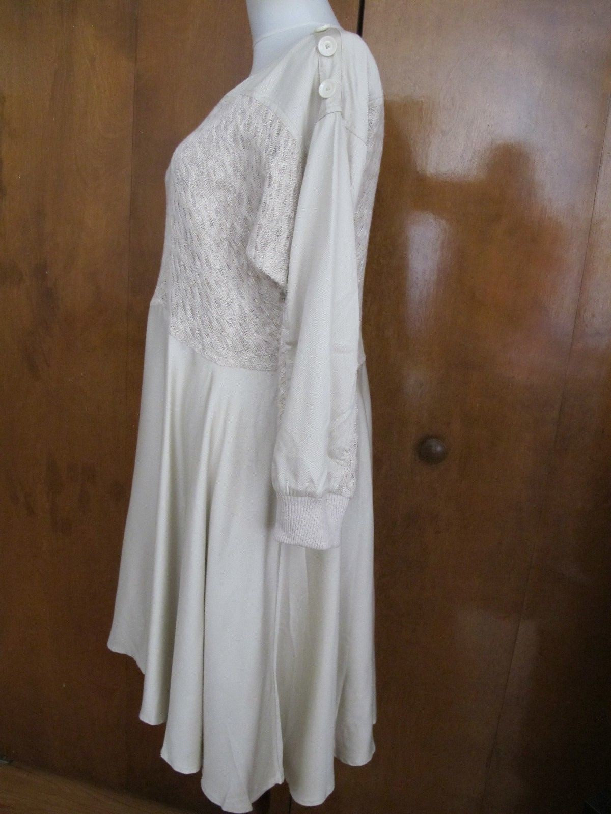  Anthropologie Women’s Beige Detailed Long Sleeves Dress  New