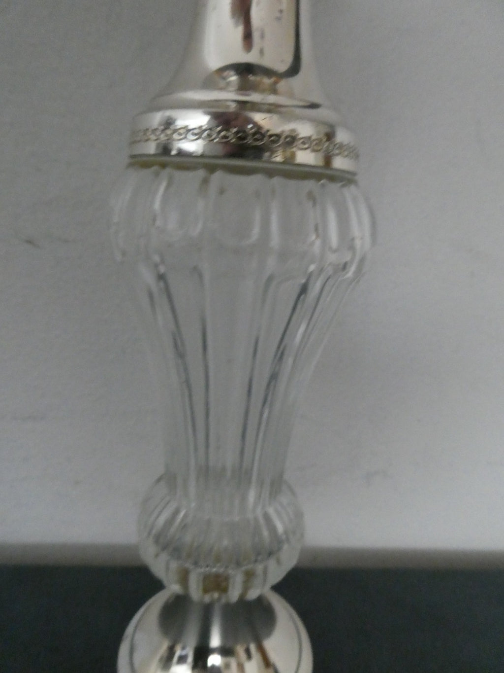 Vintage Made in Italy Glass Silver Tone Candlestick Candle Holder MCM 8"