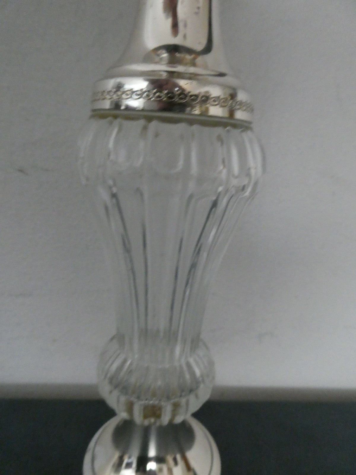 Vintage Made in Italy Glass Silver Tone Candlestick Candle Holder MCM 8"