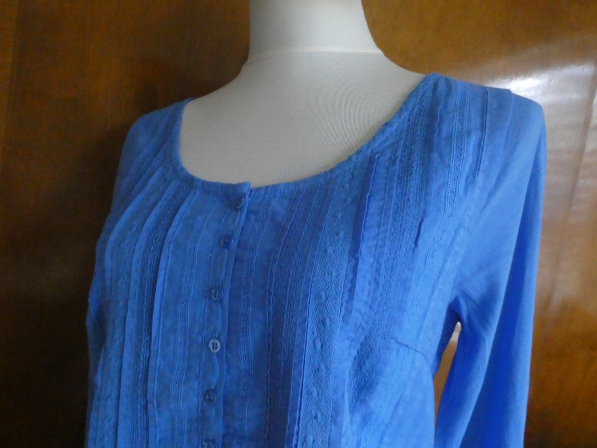J.CREW  women's blue crewneck soft cotton 3/4 sleeves top Large