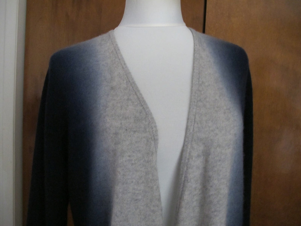 Bloomingdale's Womens Gray Navy Cashmere Open Front Detailed Cardigan XLarge 