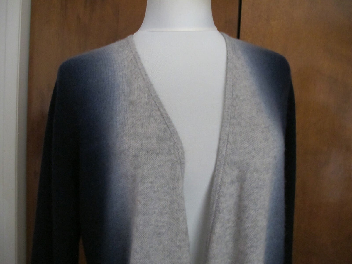 Bloomingdale's Womens Gray Navy Cashmere Open Front Detailed Cardigan XLarge 