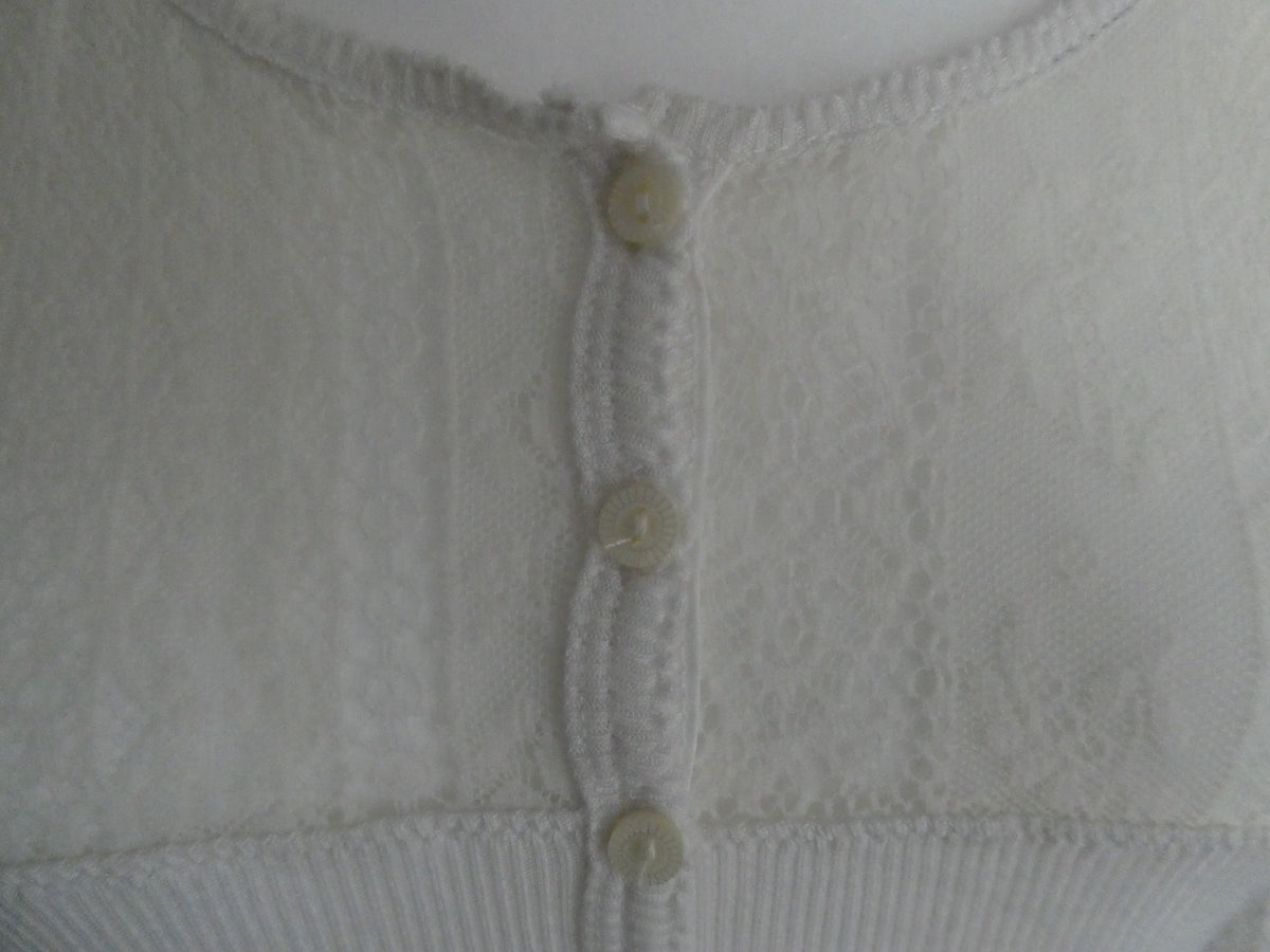 Denim & Supply Ralph Lauren Women Top Cream Lace Sleeve Ribbed Henley Romantic L