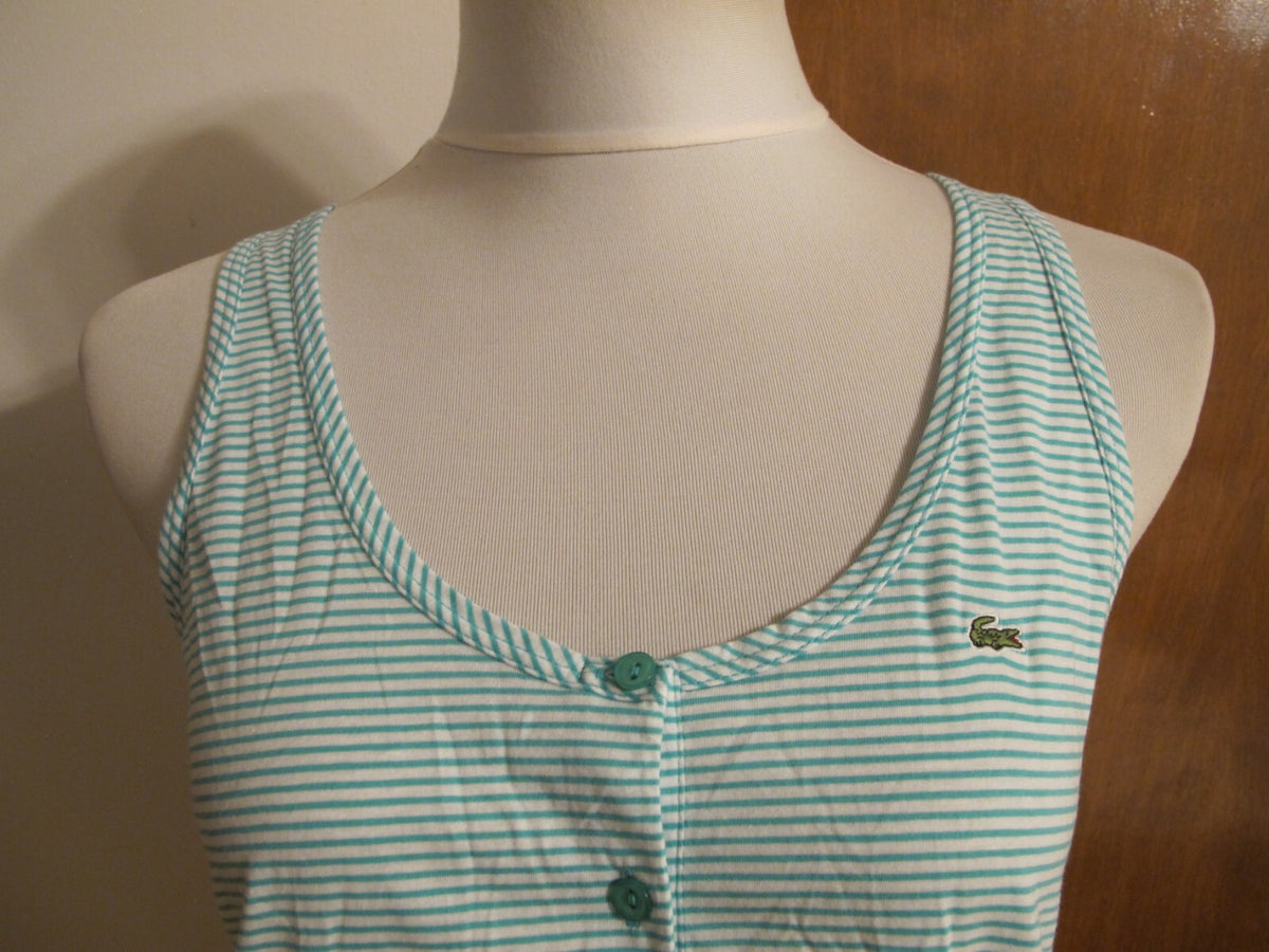 Lacoste women's green cotton pima stripe very soft summer dress Size 6
