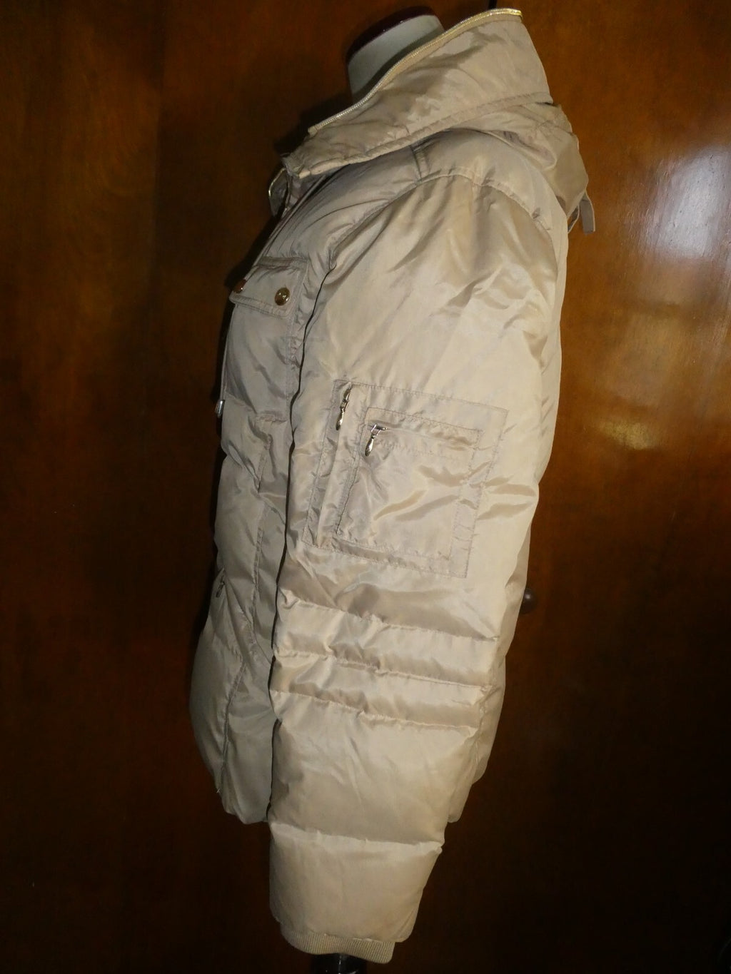 Jennifer Lopez junior girl's puffer zippered jacket coat beige size large