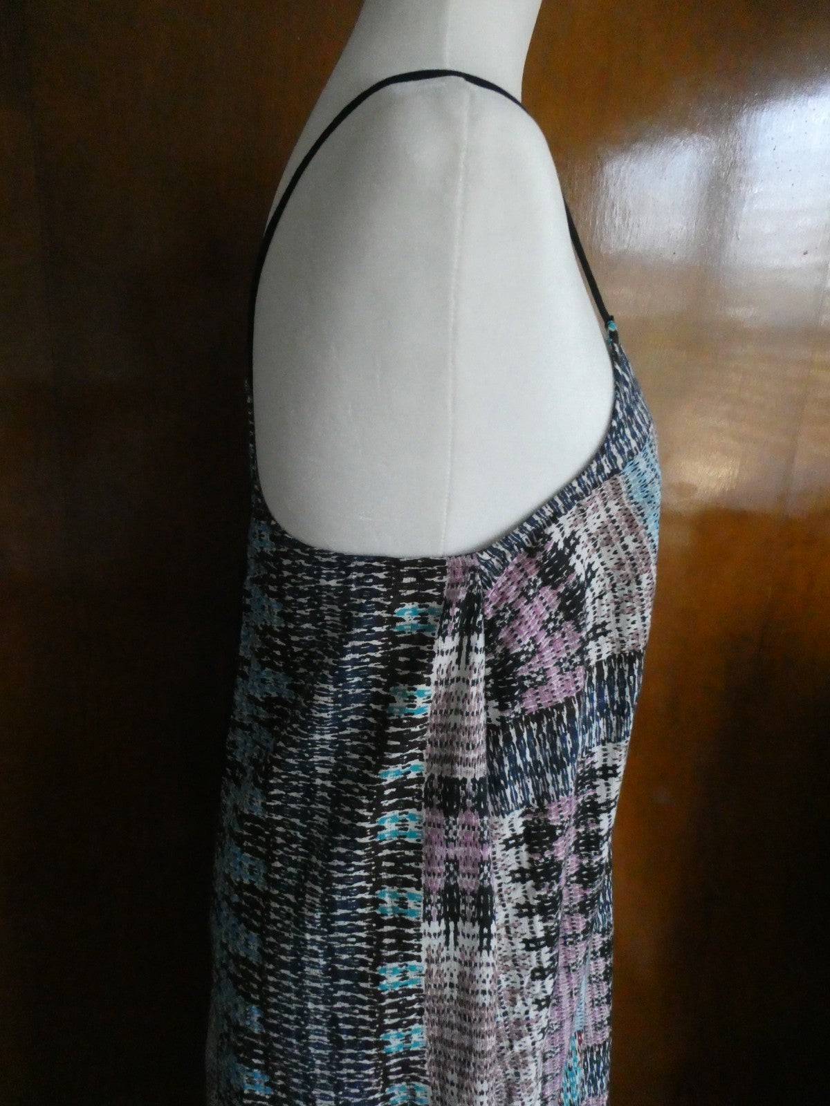 Anthropologie Akemi + Kin Dress Multicolor Printed Midi Swing Spaghetti Strap