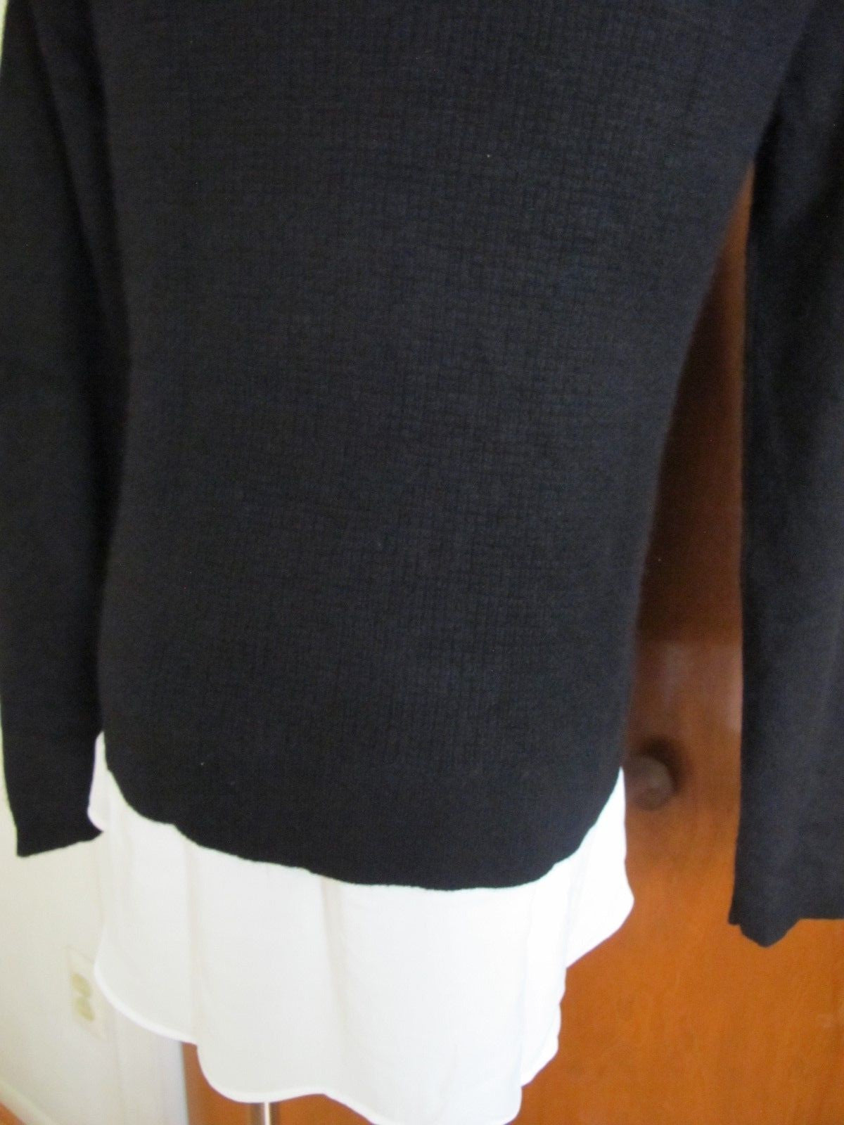 By Bloomingdale's Sweater Black Long Sleeves Layered Look Cashmere Women's L New