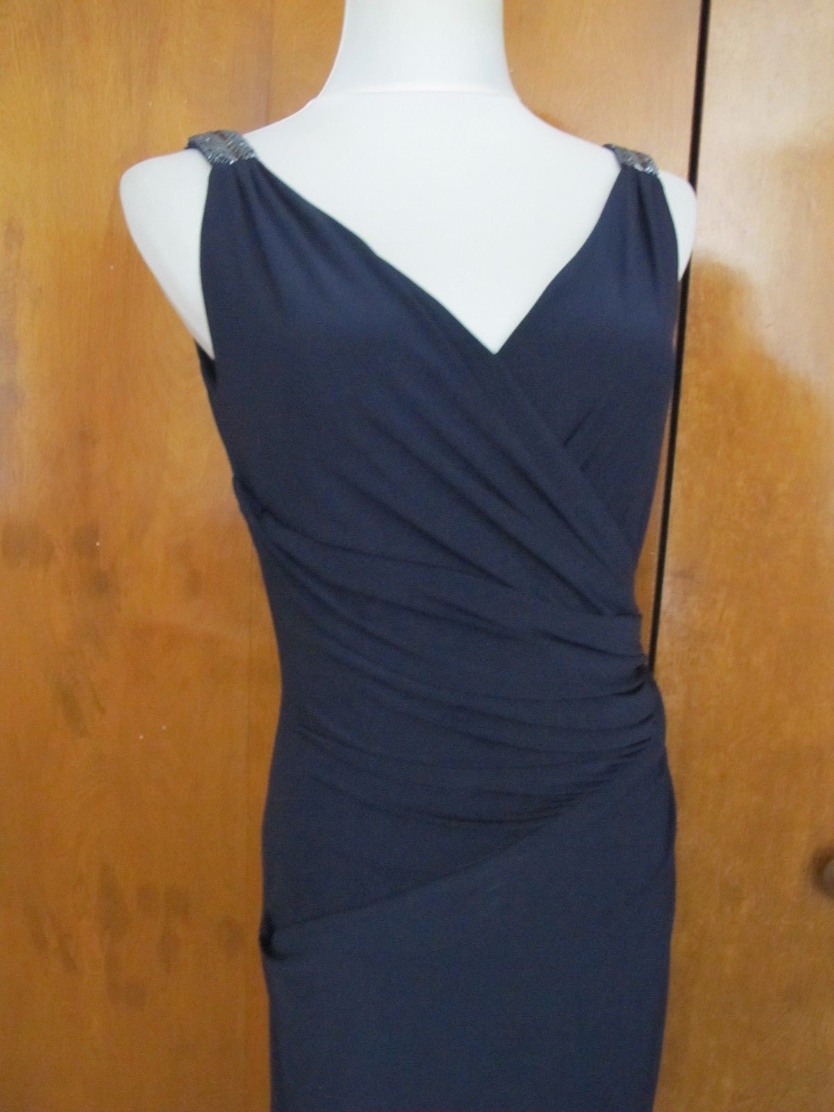 Ralph Lauren women navy evening sequined gathered dress New