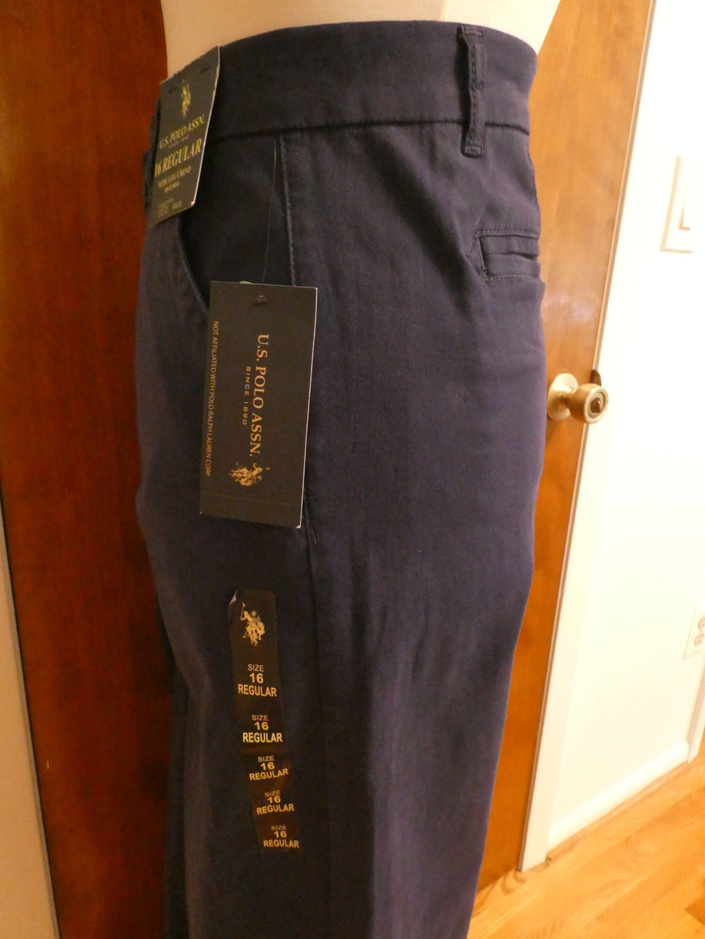 U.S. Polo Assn. Women's Wide Leg Chino Pants Navy High Rise Size 16R (fit 14R)