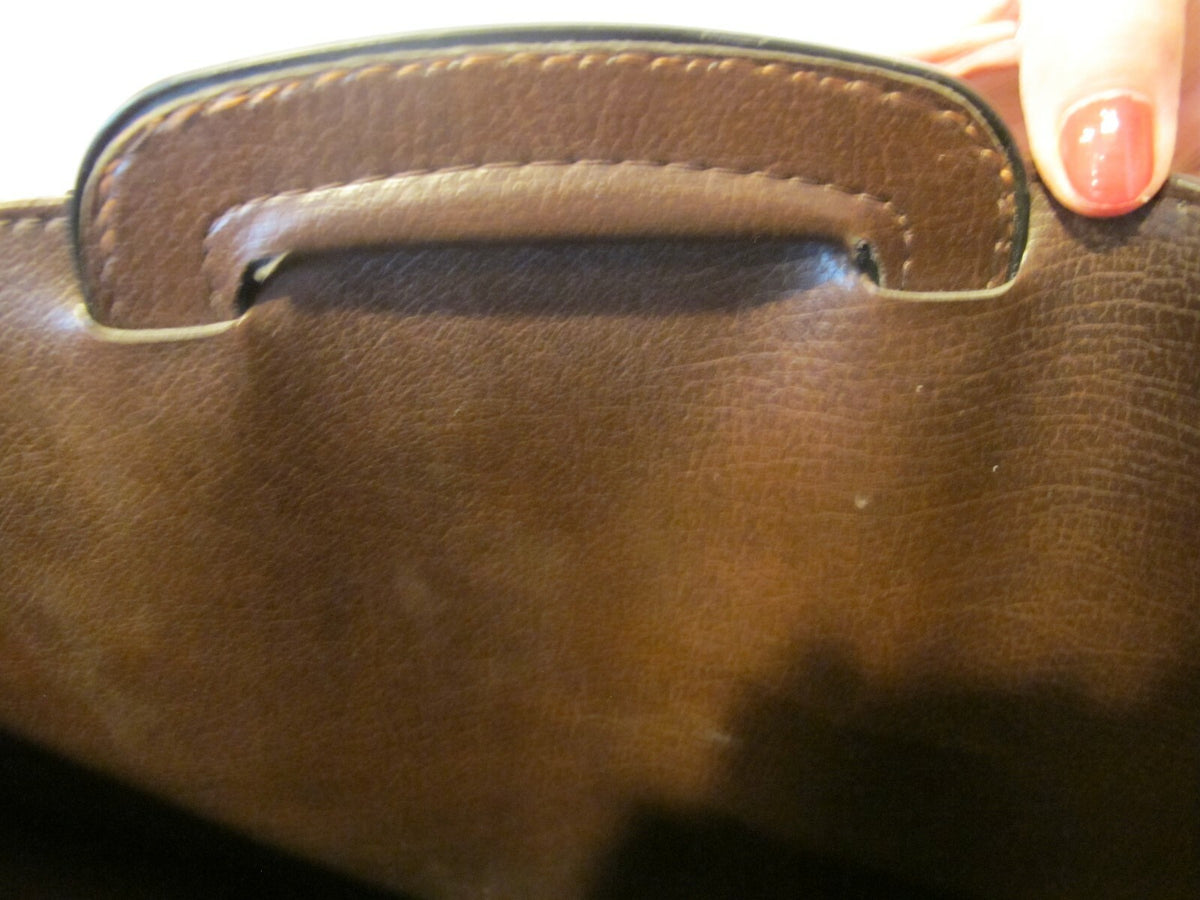 Vintage Custom Cases Chas W Wolf New York Women's Brown Faux Leather Briefcase