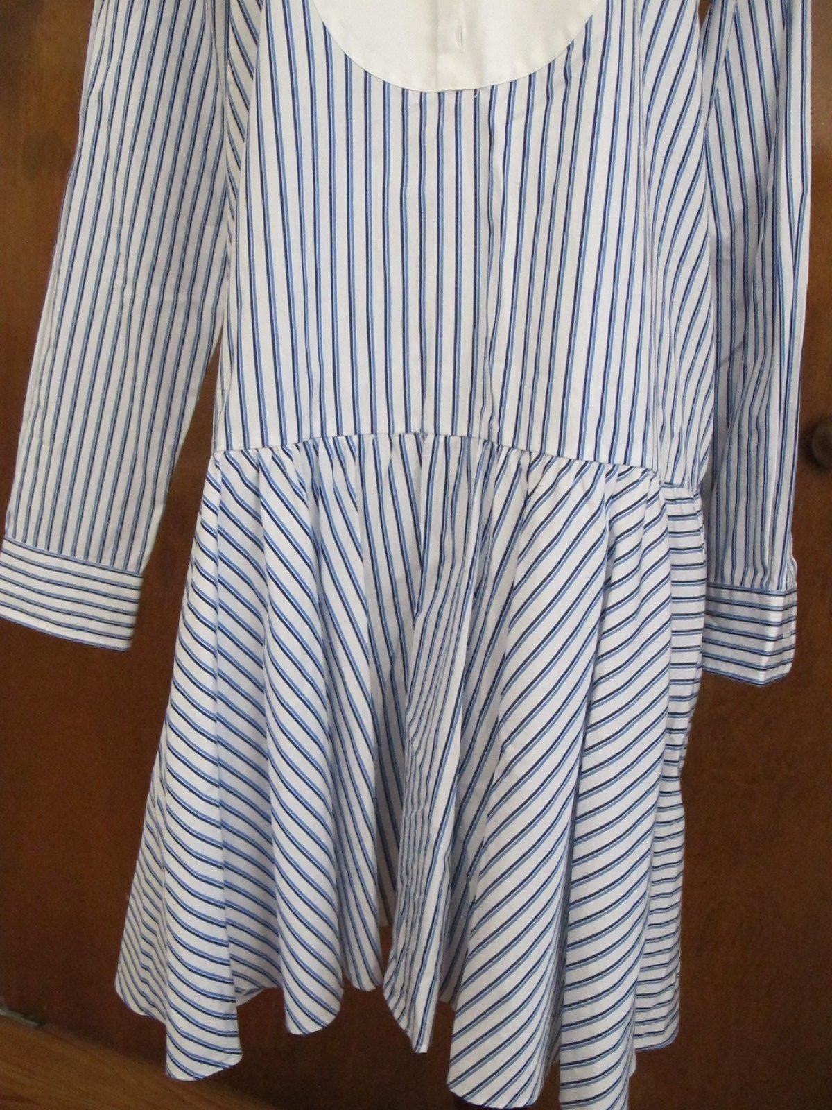 Polo Ralph Lauren women’s white blue gorgeous cotton New long sleeves dress 10