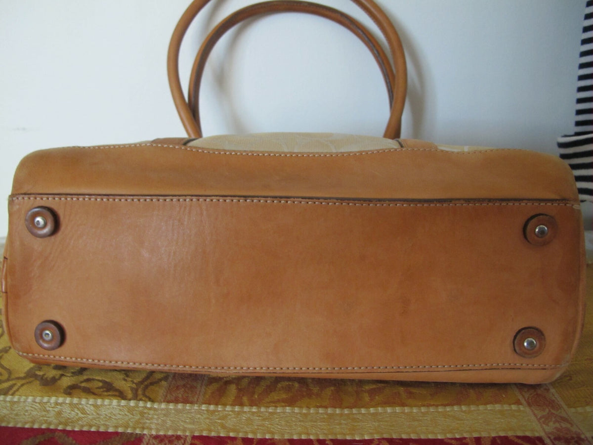 Authentic Women’s Beige Cloth Coach Handbag Purse 