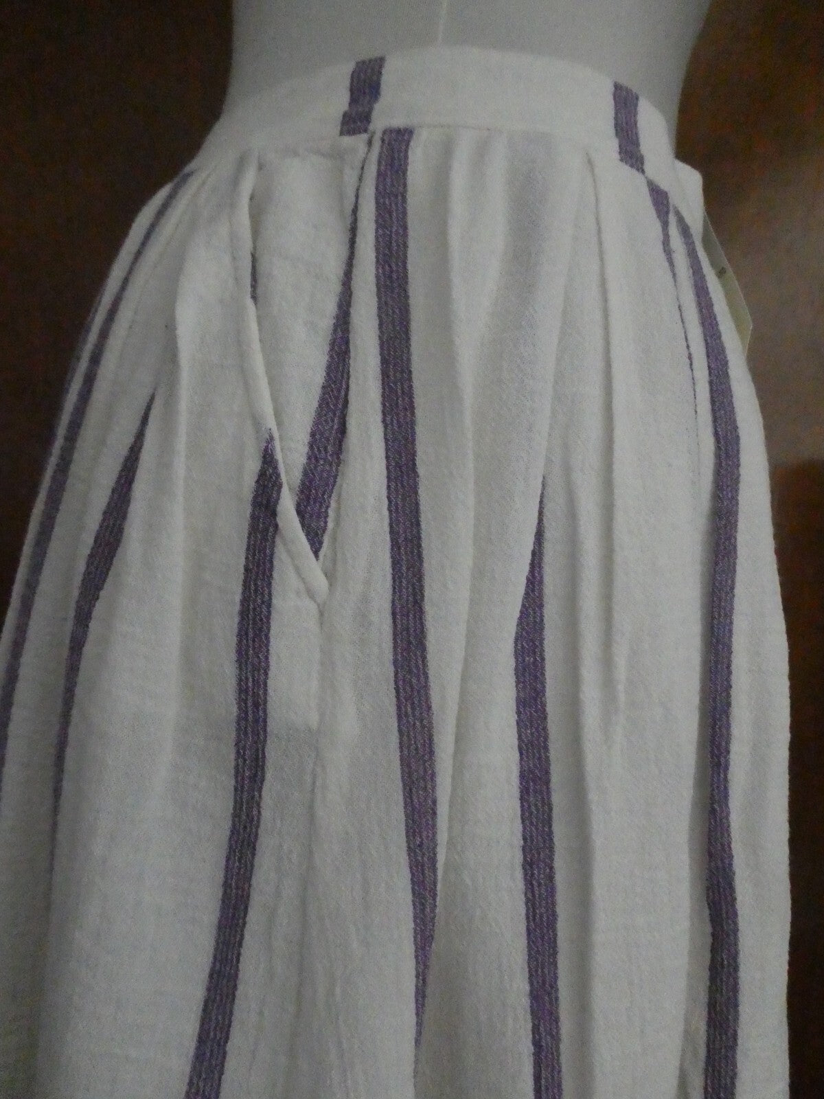 Lucky Brand women's off white full lined pleated pockets buttons skirt small