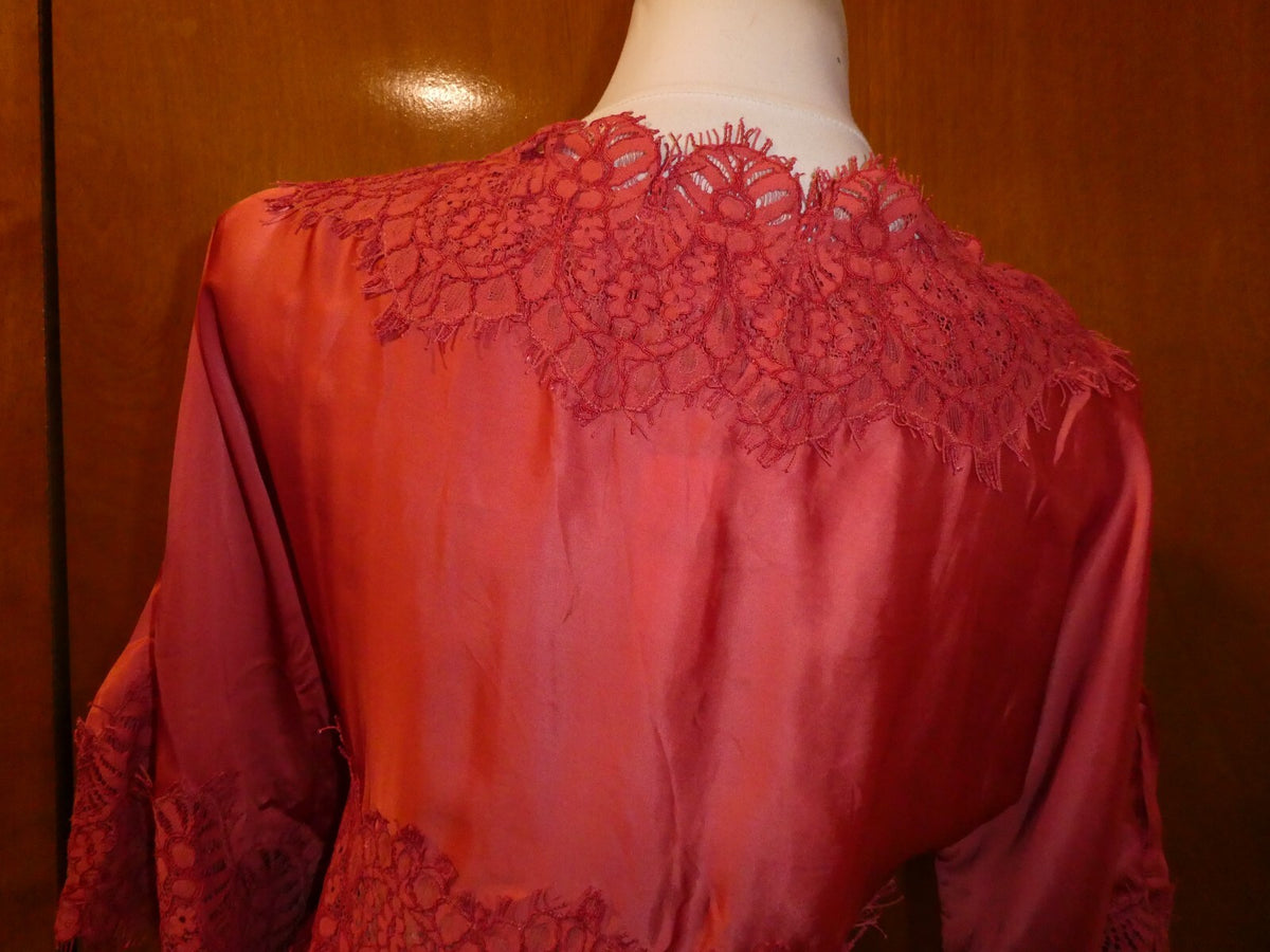 Moulinette Soeurs Anthropologie Womens Orange Satin Lace V-Neck Blouse Sz Small