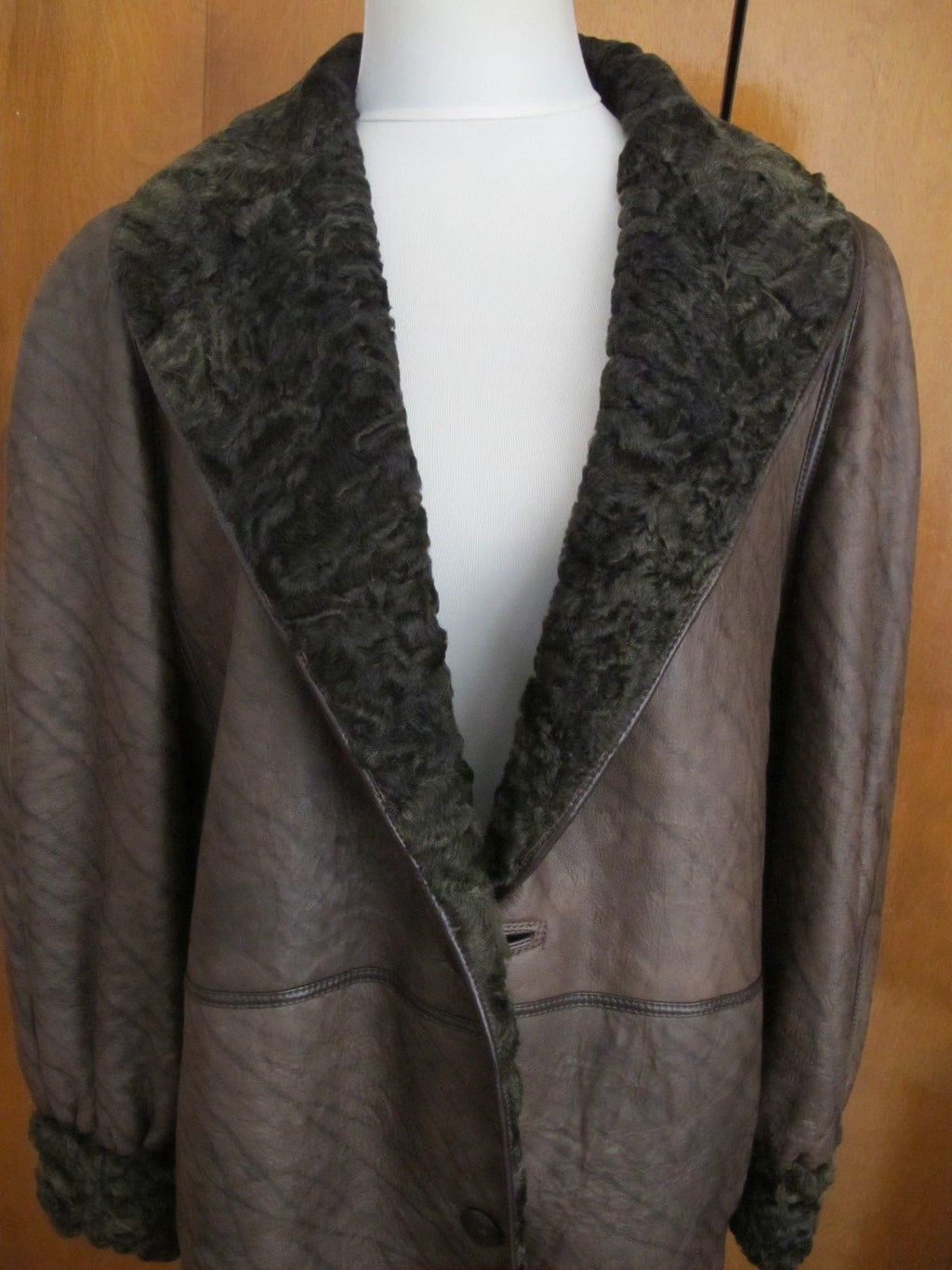 Custom Made Karakul Persian Lamb Reversible Brown Coat Women XL Fur & Leather
