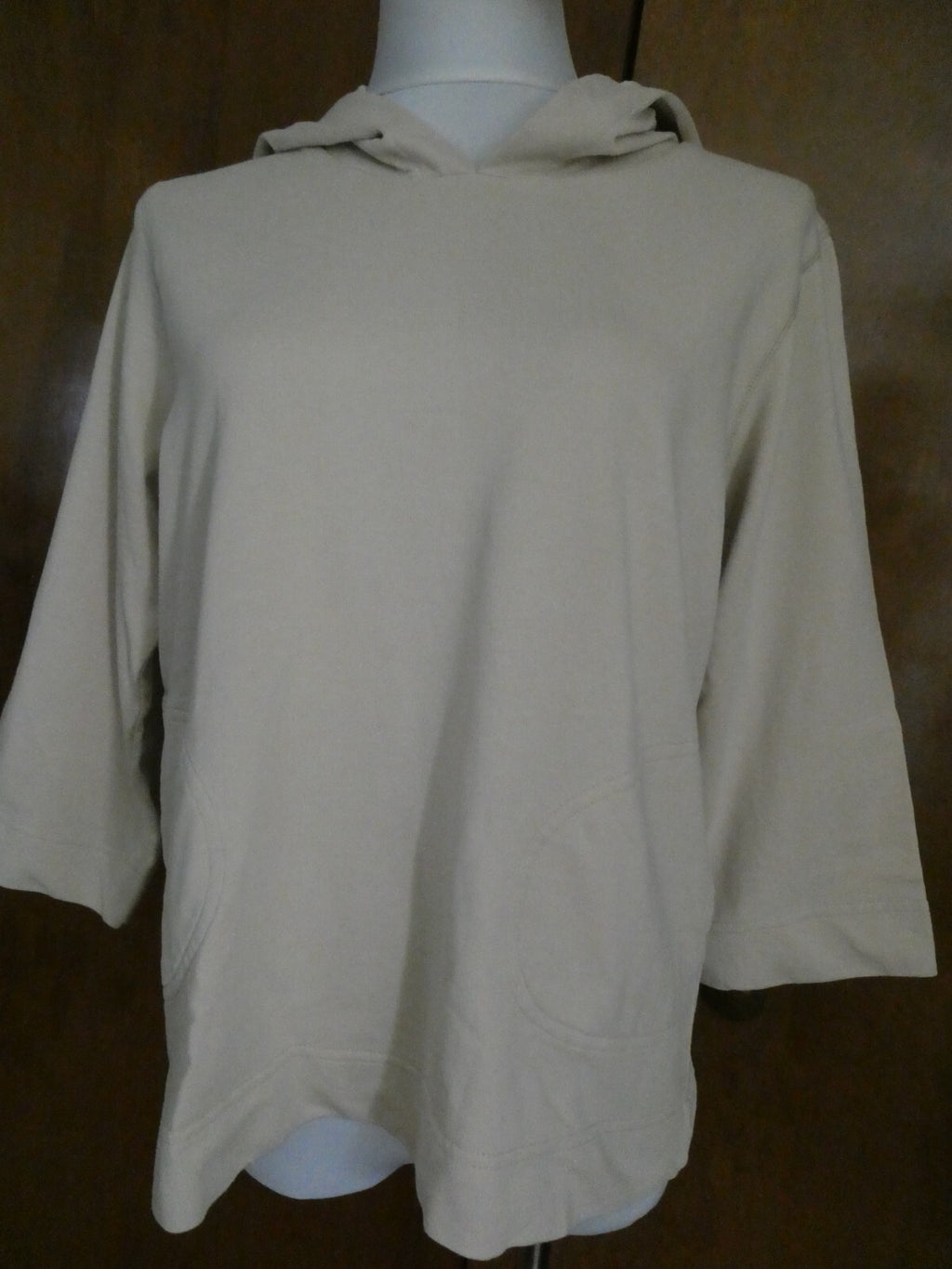 Project G Women's Natural Beige Sweater Attached Hood Large