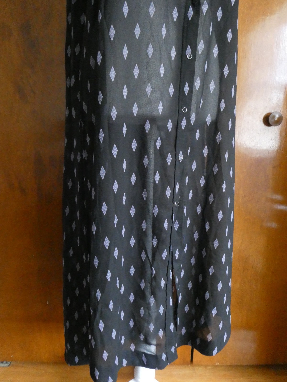 Free People women's black combo sleeveless snap-on full length sheer dress Large