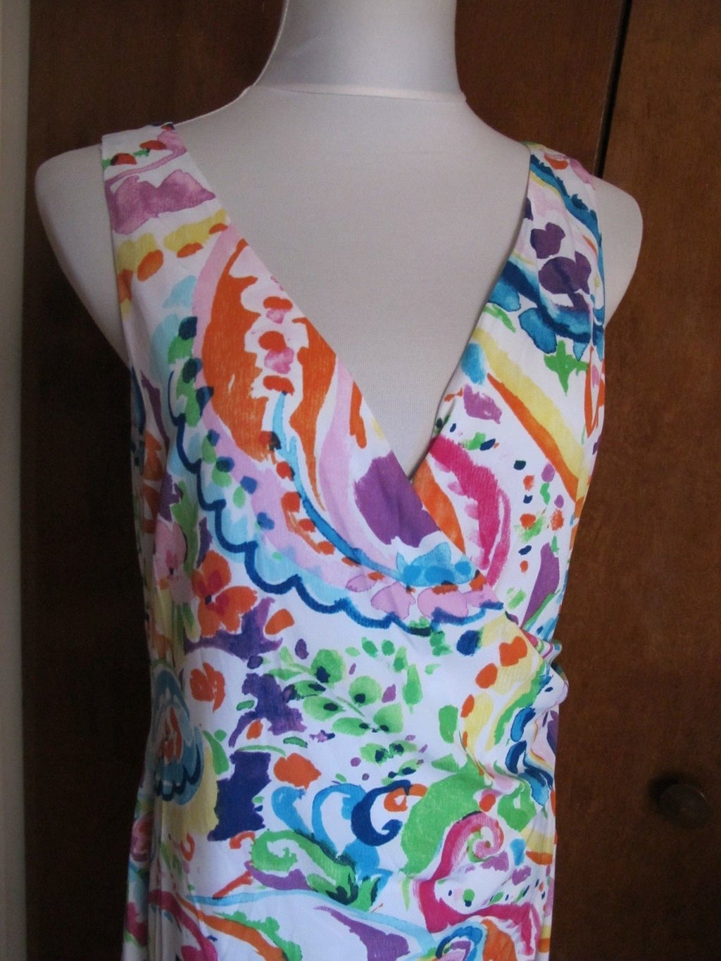 Ralph Lauren Women's Multi Color Lined Faux Wrap Dress New