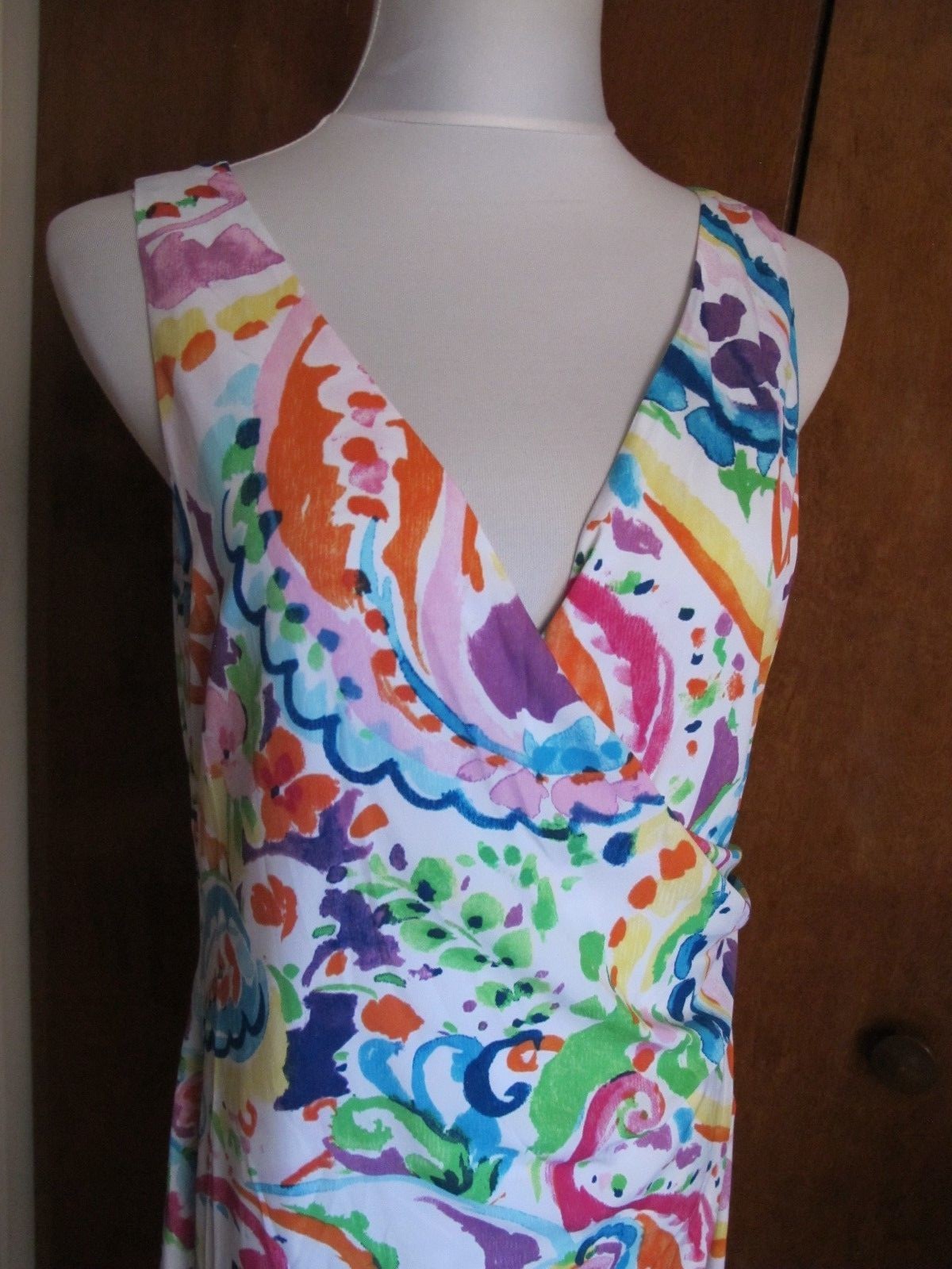 Ralph Lauren Women's Multi Color Lined Faux Wrap Dress New