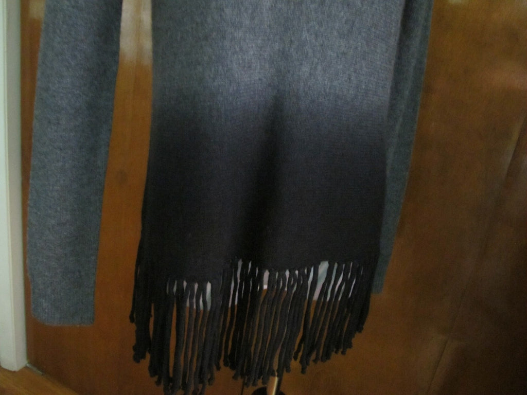 Aqua Women's Gray Black Cashmere Fringe Crewneck Pullover Small NWT