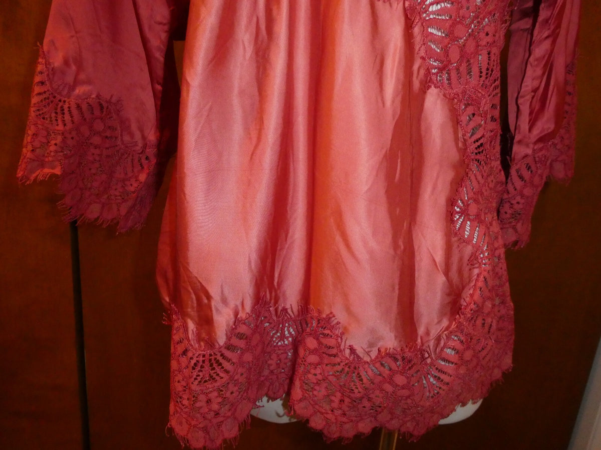 Moulinette Soeurs Anthropologie Womens Orange Satin Lace V-Neck Blouse Sz Small