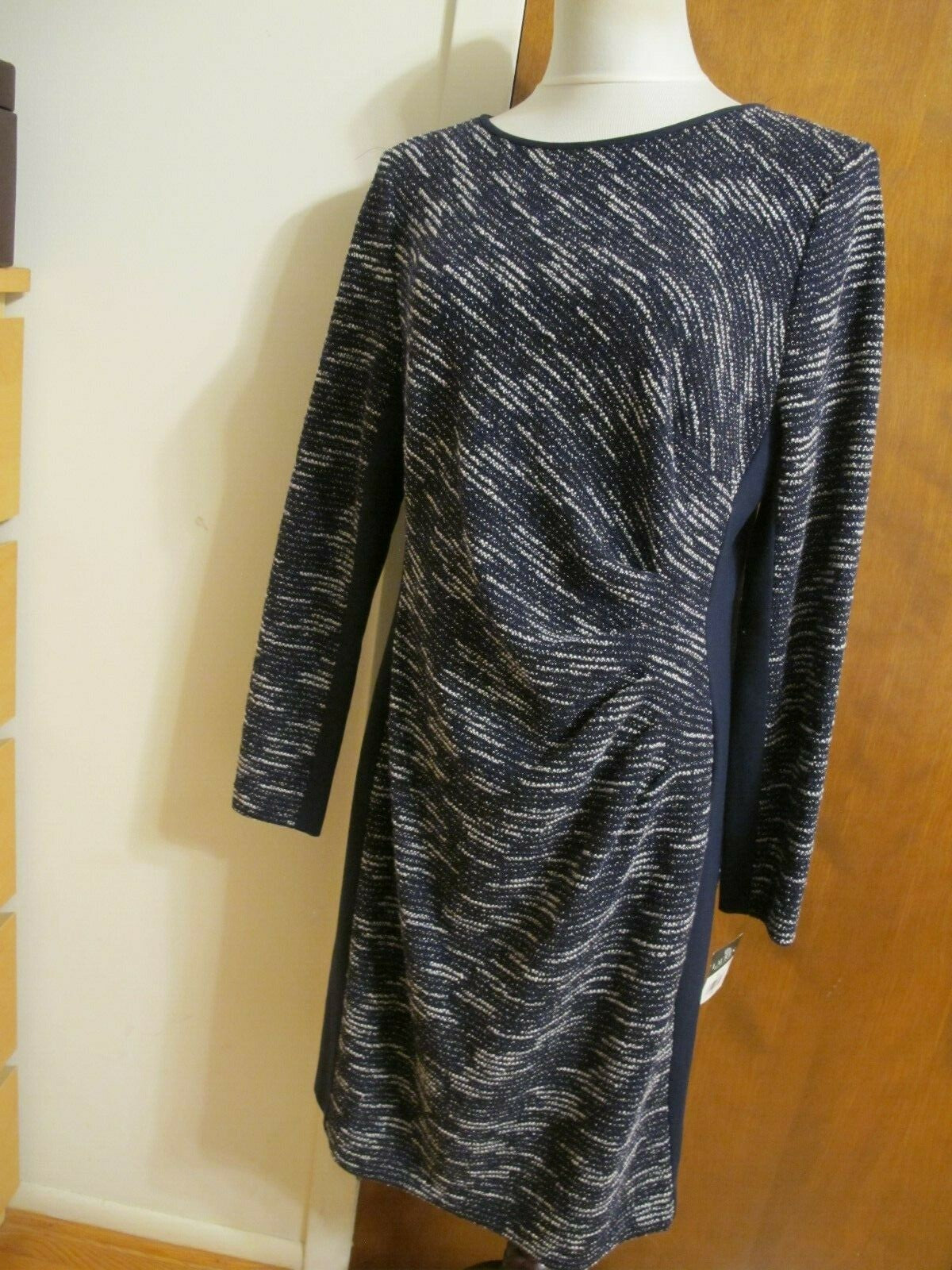 Ralph Lauren Women’s Navy Gathered Long Sleeves Dress Size 14 