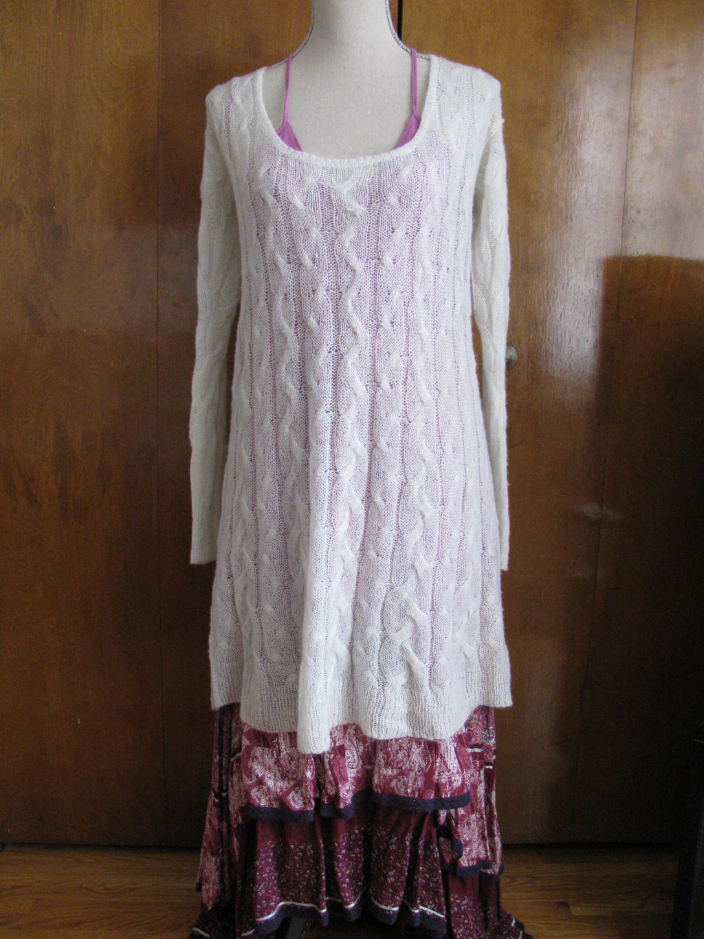 Free People natural gray cable design knit dress 