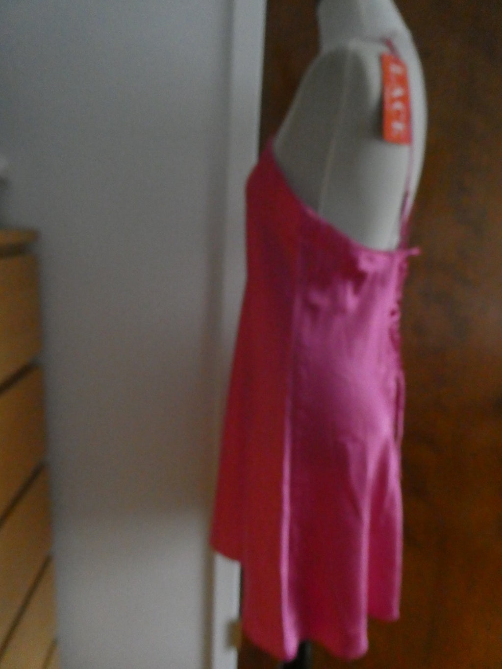 LACE Lingerie Satin Pink Chemise Slip Dress Made in Israel Sz XLarge(fits large)
