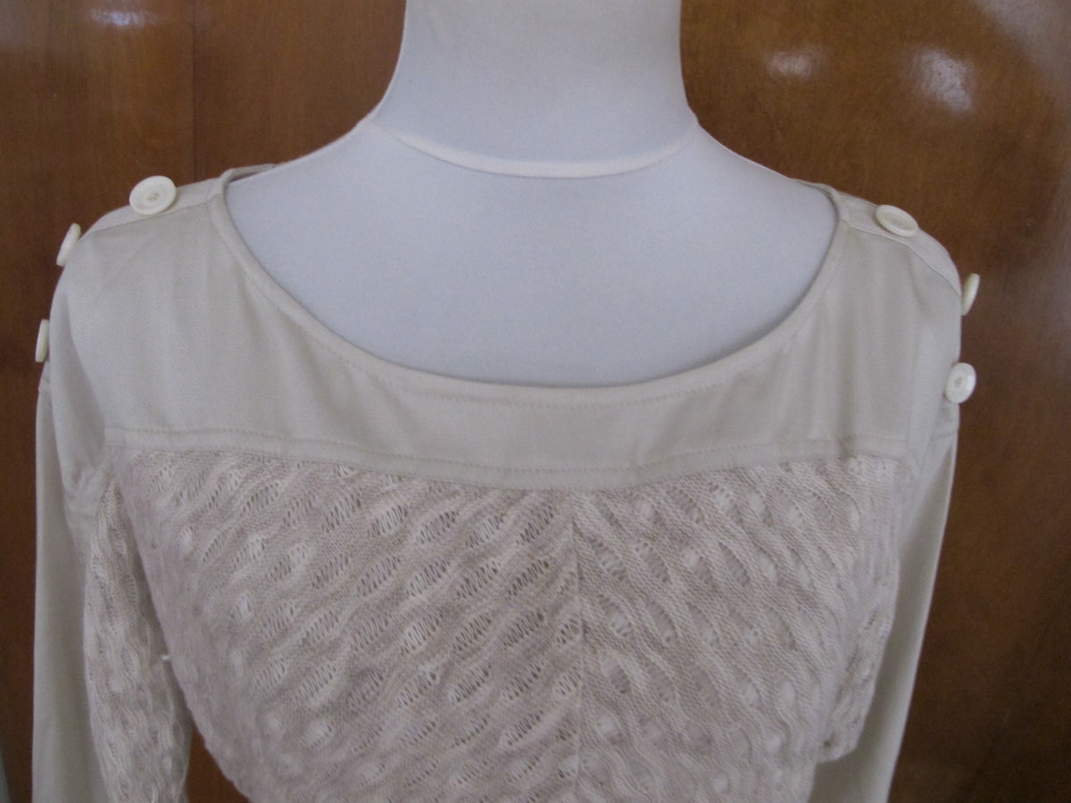  Anthropologie Women’s Beige Detailed Long Sleeves Dress  New