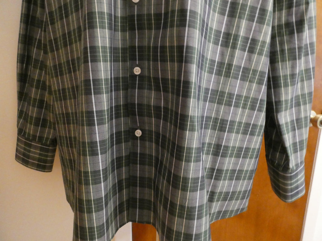 Nordstrom Men Shop Classic XXL Green Plaid Shirt Cotton Wrinkle-Free Classic Fit