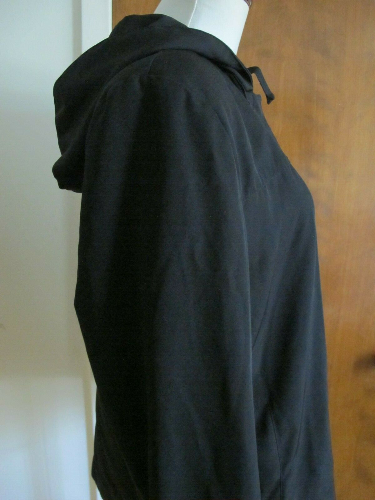 Larry Levine Juniors Black Lined Spring Hooded Coat Jacket Large