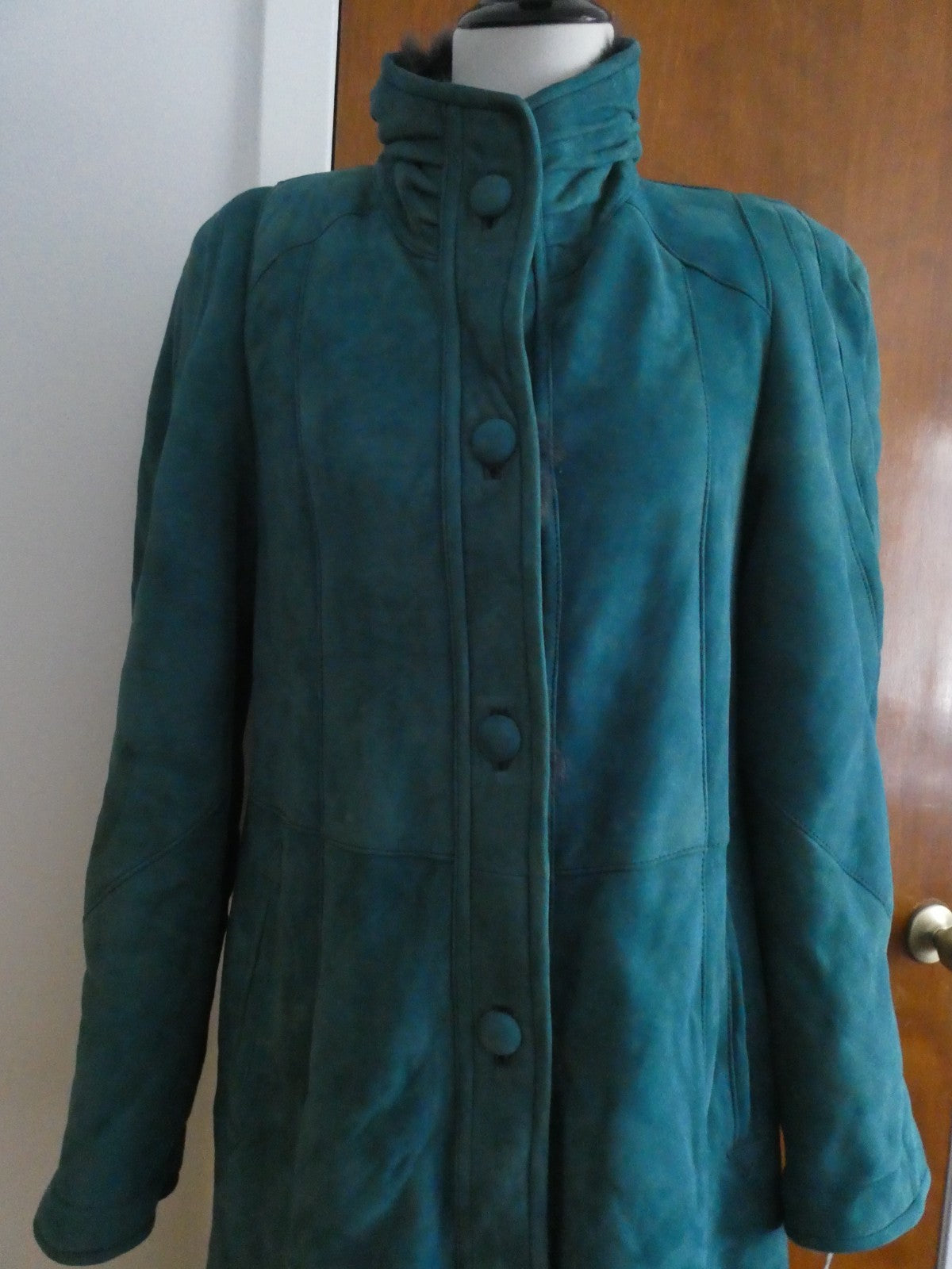 Adarcrea Women Persian Green Teal Shearling Sheepskin Long Winter Coat Spain 10