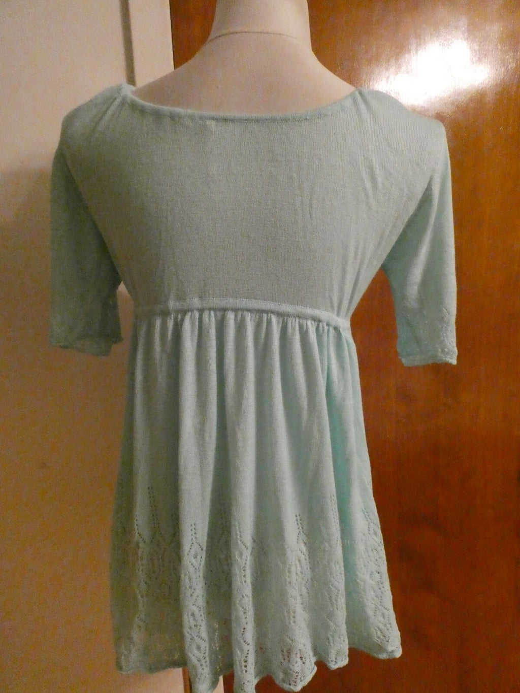 Free People White Open Knit Tie Front Blue Arctic Cardigan Large