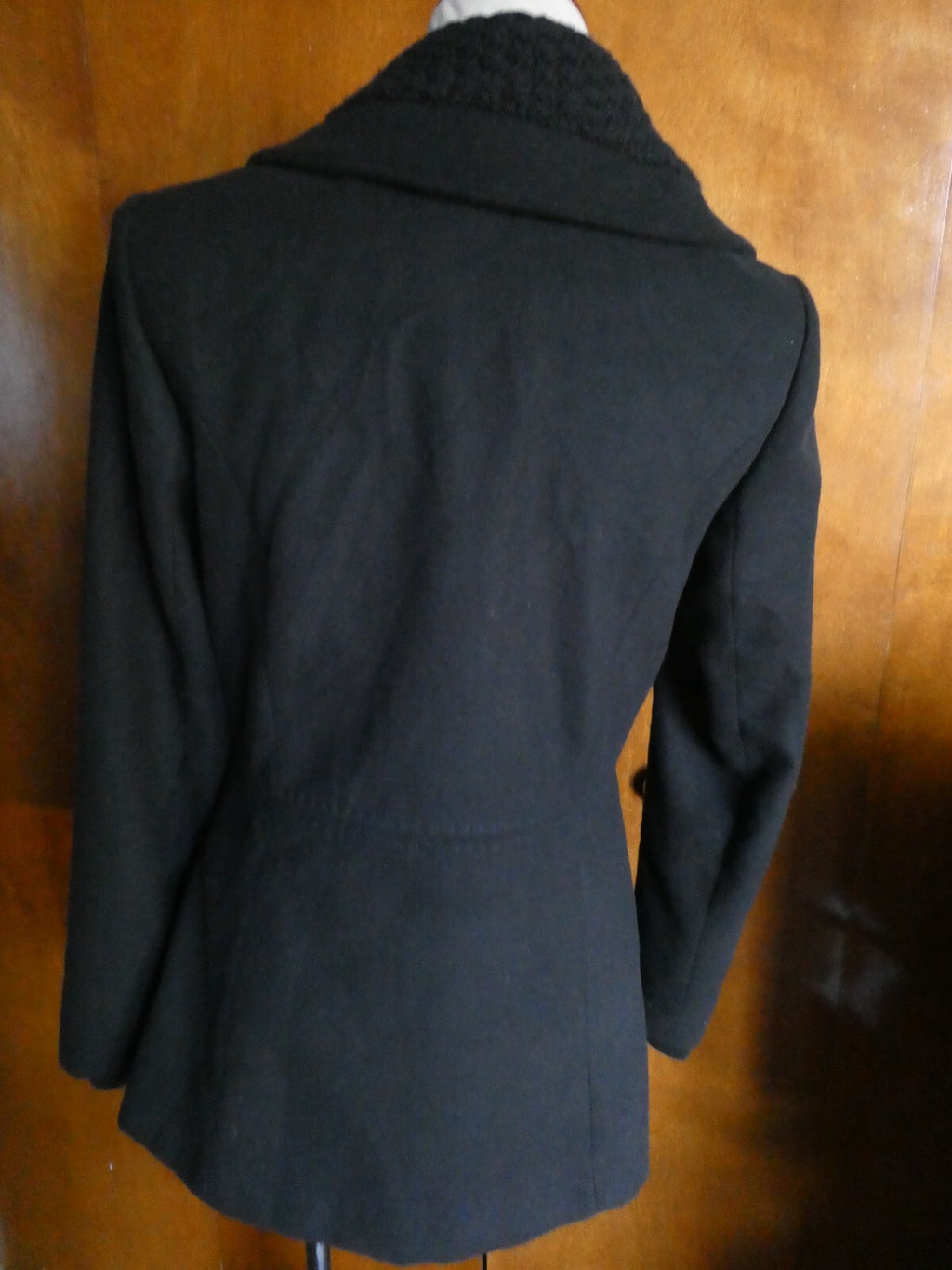 Tahari Women's Black Lined Detailed Pea Coat Jacket Size 4