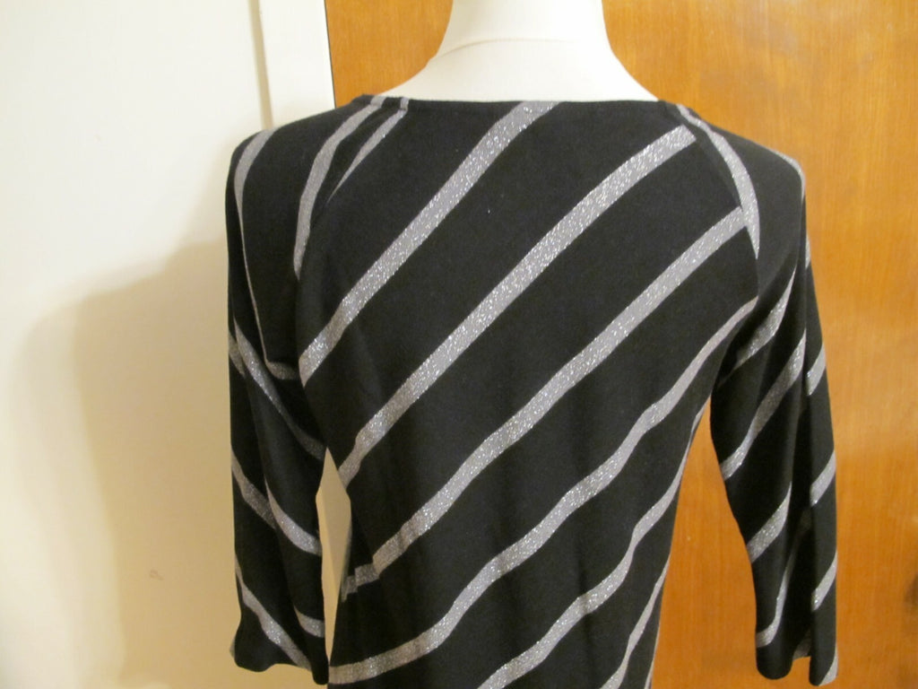 INC International Concepts womens black 3/4 sleeves detailed top Large (Fits M)