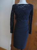 Ralph Lauren  women navy bodice overlay fabric lace crafted evening NWT dress 2 