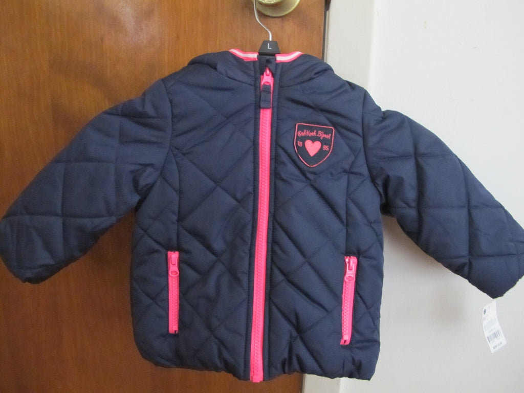 OshKosh Blue Navy Girls With Pink Zipper Jacket Coat Size 18M New