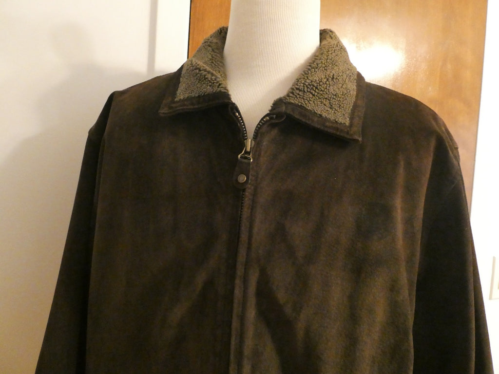 Pacific Trail Men’s Brown Suede Leather Jacket Sherpa Lined Size XL