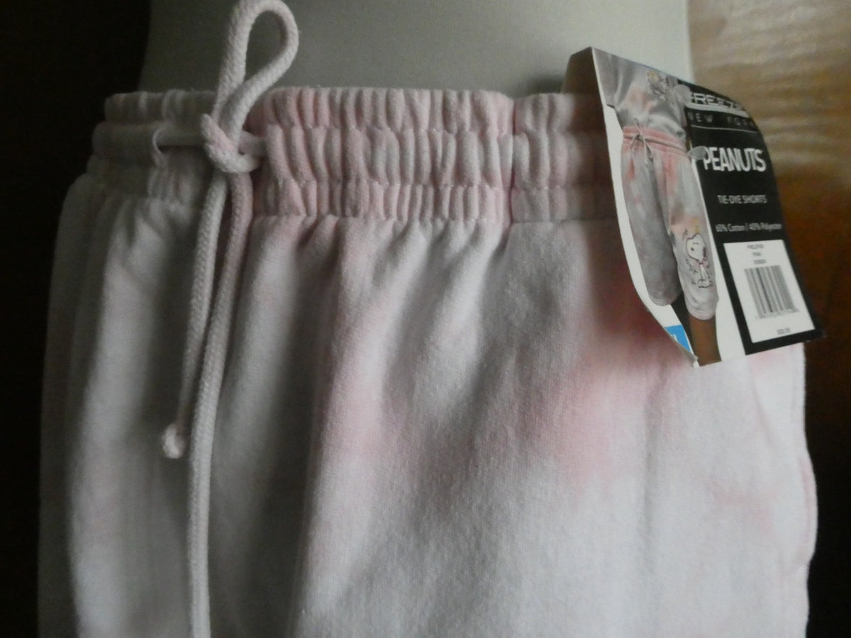 Peanuts Snoopy Tie Dye Shorts Women XL Pink NWT Drawstring Lounge Freeze NY