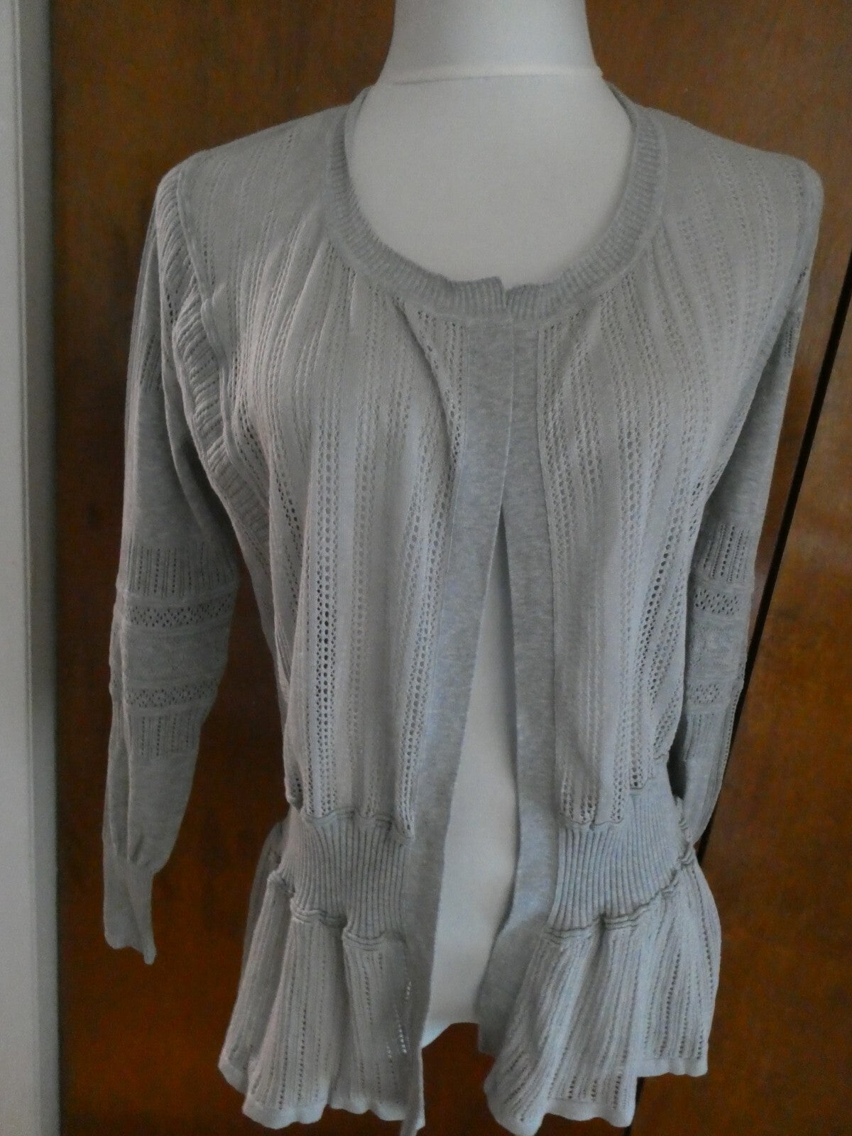 Authentic Burberry Women's Open Front Long Sleeve Gray Cardigan Small
