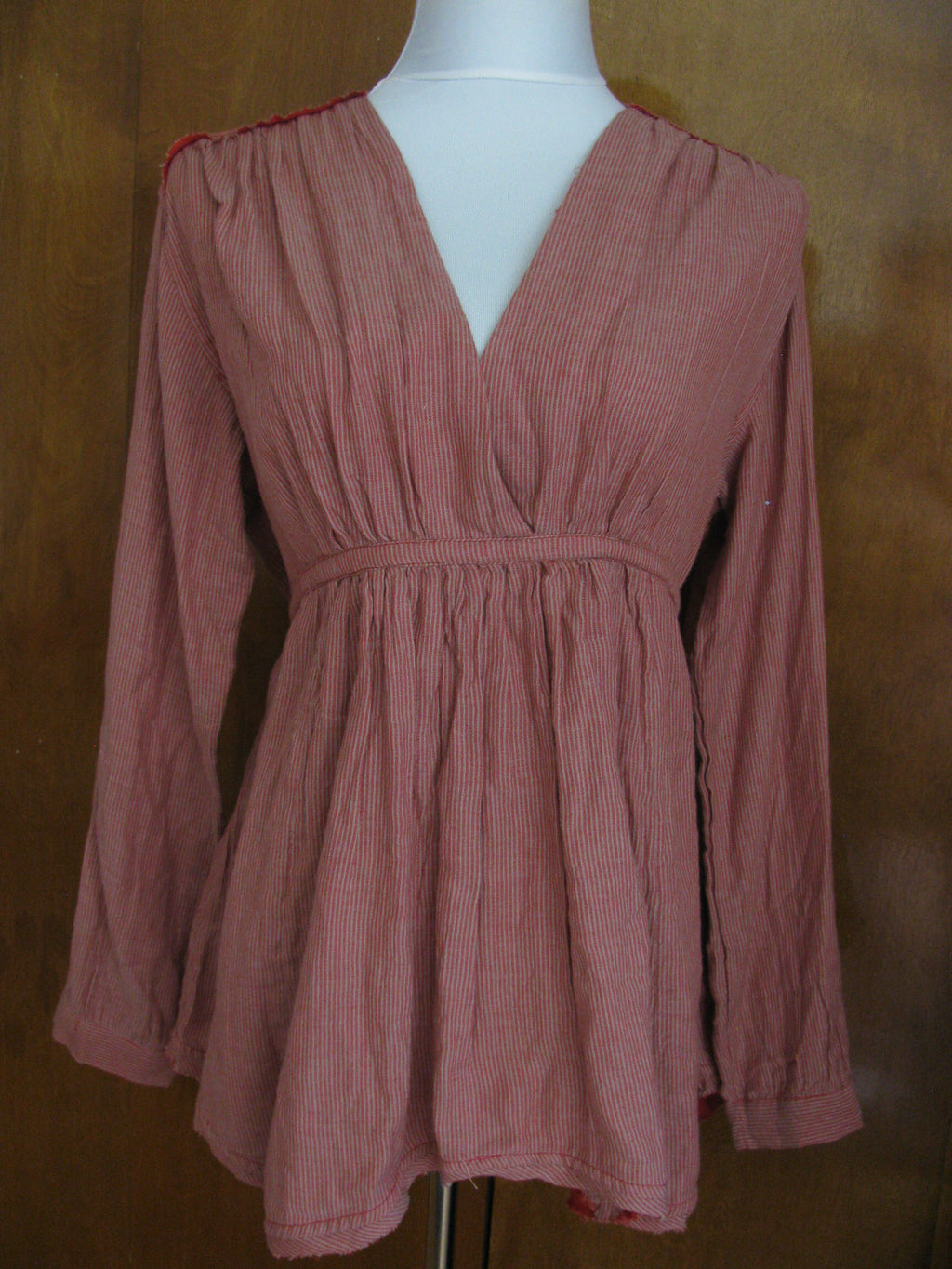 Free People women's red stripe combo cotton lined tunic top 